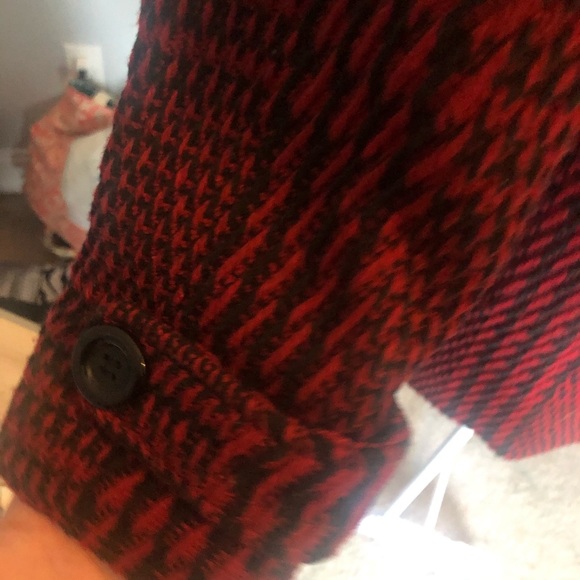 🎁Black and Red Thigh Length Pea Coat🎁 - Picture 3 of 8